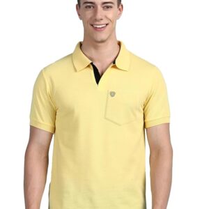 Lux Cozi Men's Half Sleeve Soild Casual Regular Fit T-Shirt with Chest Pocket | Polo Tshirt for Men